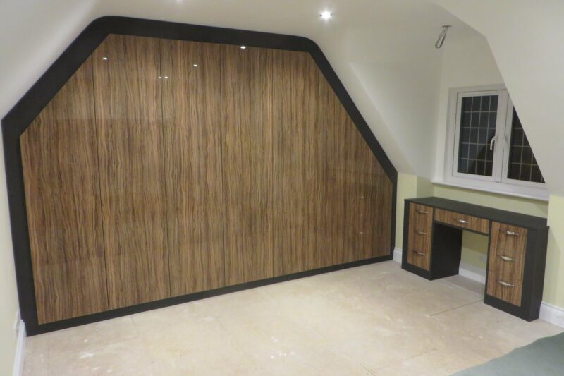 Luxe Makassar And Anthracite Fitted Wardrobe For Sloping Ceilings
